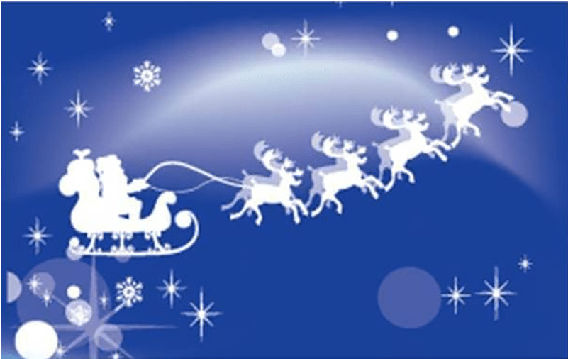 Santa And Sleigh On Blue Flag - Holiday Aisle Flying Santa Decorative Lumbar Pillow (800x800), Png Download