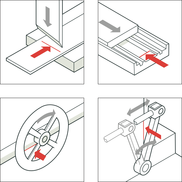 [image] Four Illustrations With Red Arrows Pointing (580x579), Png Download