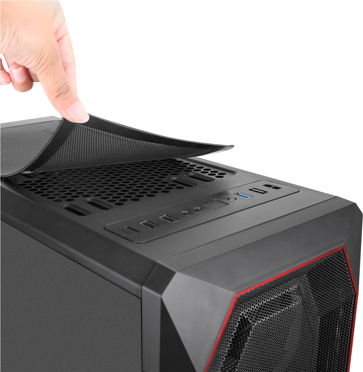 Game Max Kamikaze Matx Gaming Case 3 X Ring Led On (1200x1200), Png Download