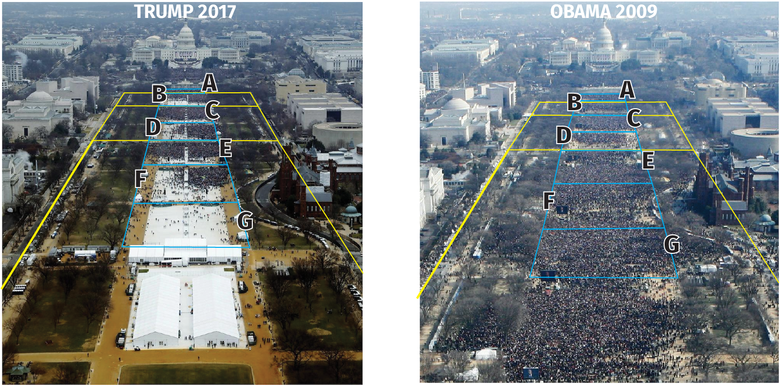 Crowds Overlay - Inauguration Day Crowd Size (1615x785), Png Download