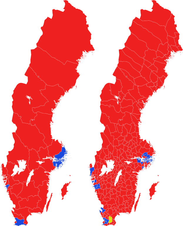 Blue Is Where The Largest Party Is The Right-wing Moderaterna, - Sweden General Election 2018 (623x768), Png Download