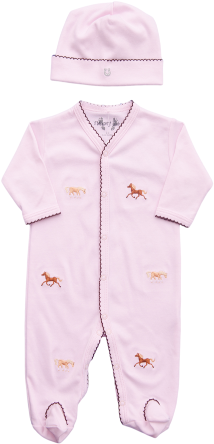 Margery Ellen Baby Girls Horseshoe Embroidered Hat - Marine Invertebrates (490x942), Png Download