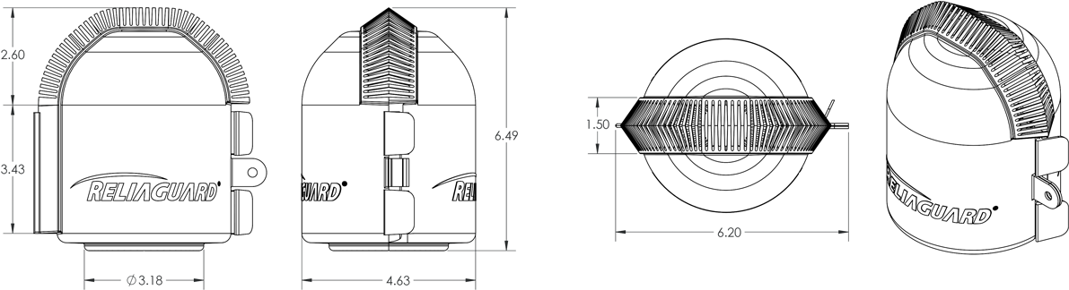 Small Solid Bushing Guard - Technical Drawing (1200x458), Png Download