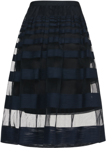 Striped Mesh Lace Skirt - A-line (509x677), Png Download