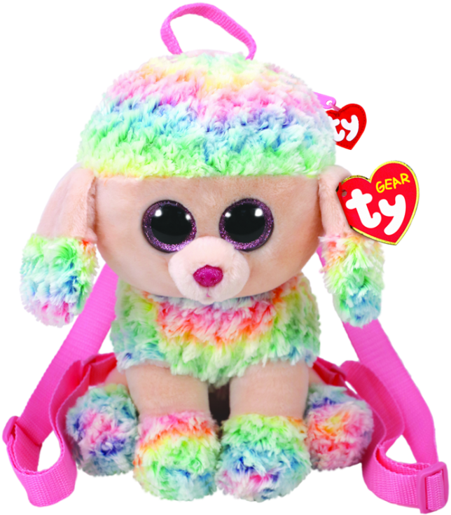 Rainbow The Multicoloured Poodle - Beanie Boos Backpack (650x745), Png Download