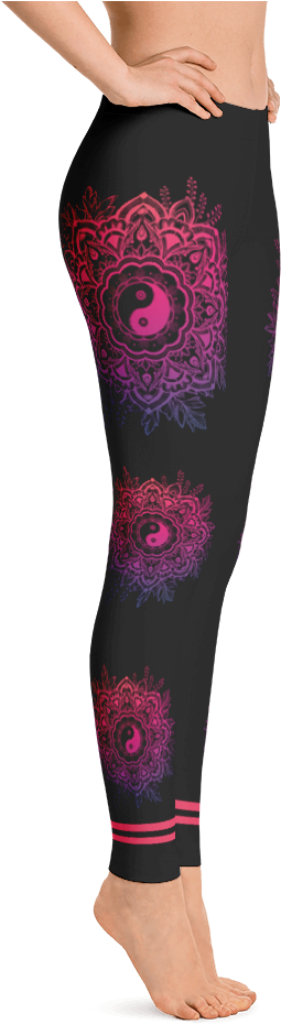 Black Mandala Yin Yang - Back The Blue Leggings (1000x1000), Png Download