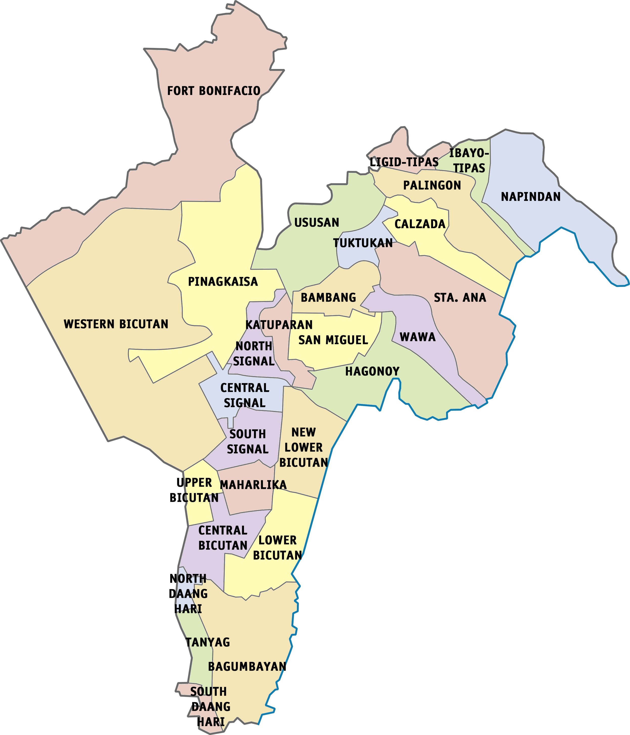 Ph Fil Taguig Barangay - Taguig City Barangay Map (2492x2908), Png Download