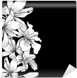 Black And White Background With White Flowers Wall - Black And White Flower (400x400), Png Download