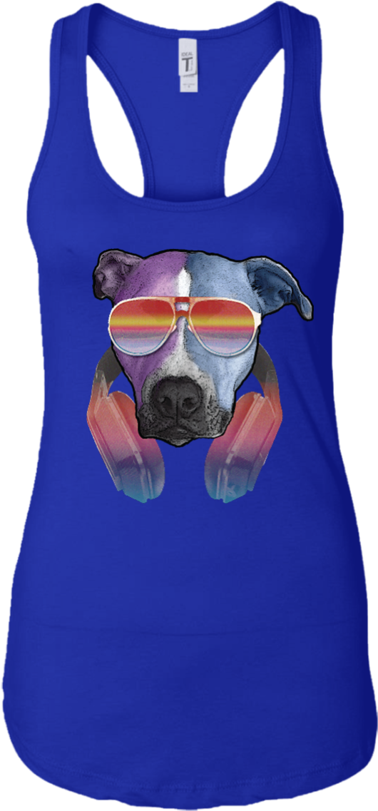 Retro Pitbull Dog With Sunglasses Headphones Women's - Throw Back Pitbull Dog W/ Sunglasses Headphones T-shirt (1155x1155), Png Download