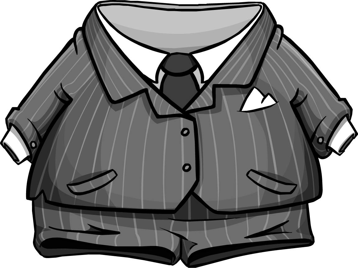 Grey Pinstripe Suit - Club Penguin Suit (1152x864), Png Download