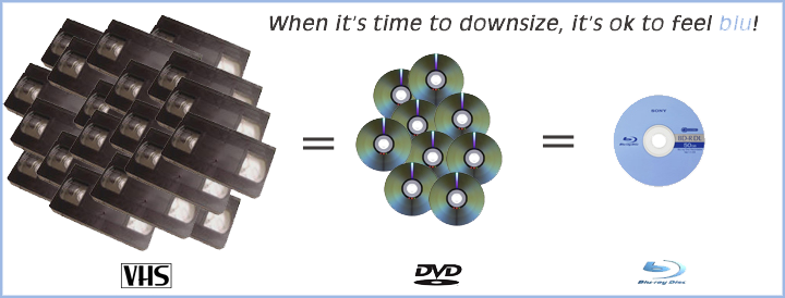 Vhs To Blu Ray (720x274), Png Download