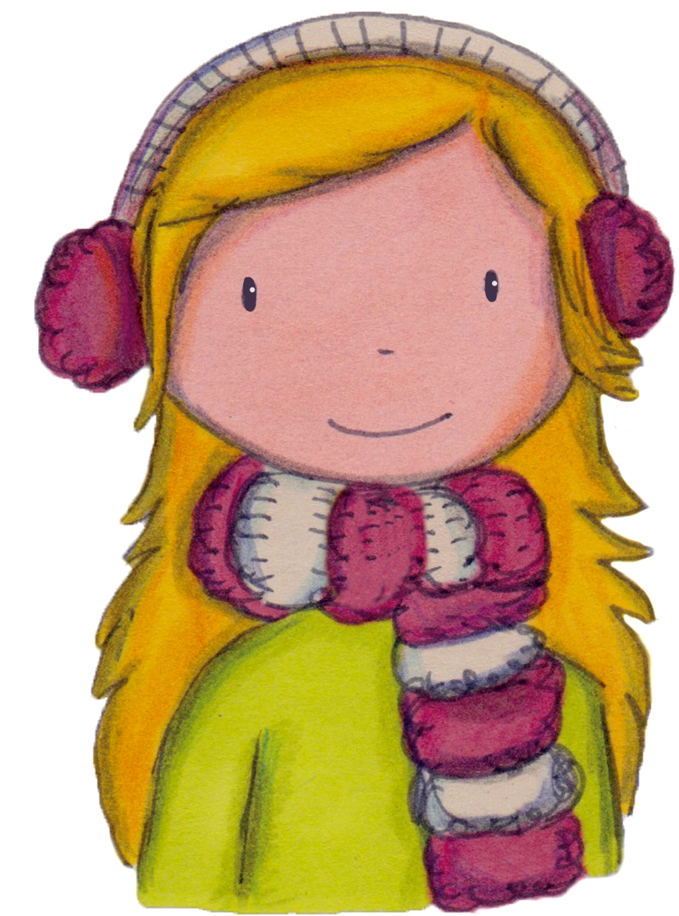 Hand Drawn Cute Cartoon Little Girl Png Transparent - Cartoon (1024x1448), Png Download