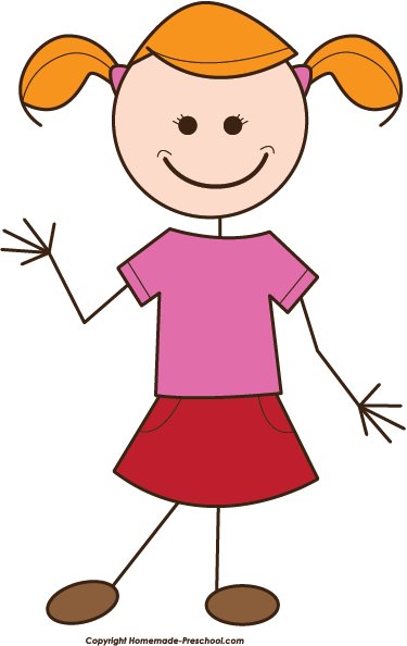 Girl Clipart Stick Figure Clipart - Girl Clipart Stick Figure (375x594), Png Download