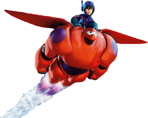 Filehiro And Baymax Flying Ironman Flying Png - Flying Baymax With Drawing (591x453), Png Download