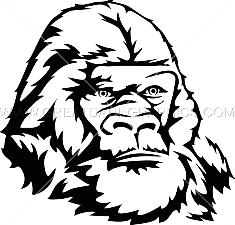 Gorilla - Gorilla Face Black Line (825x792), Png Download