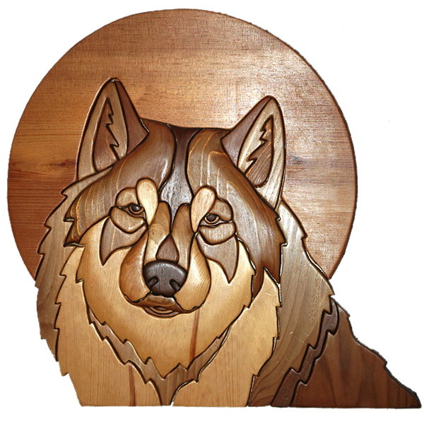 Wolf Intarsia Md 2 - Intarsia Woodworking (600x600), Png Download