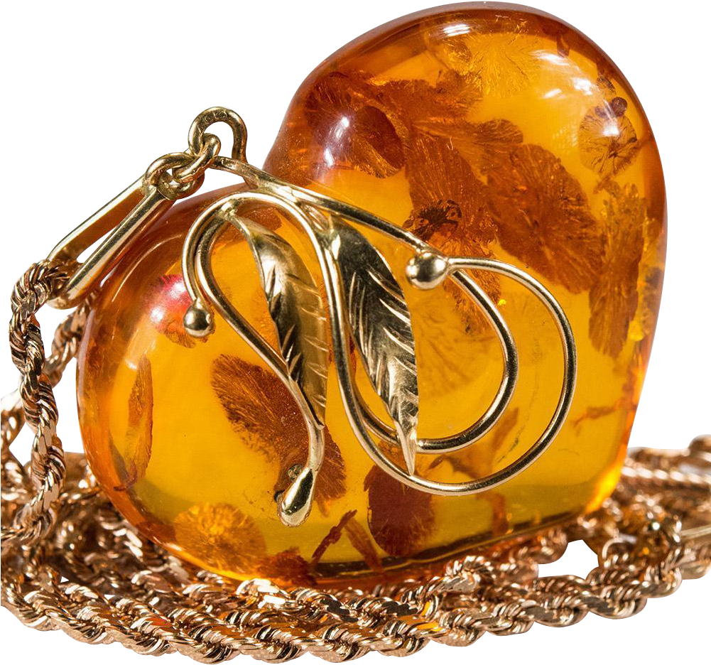 Russian Baltic Amber Heart Pendant Michael Anthony - 14k Gold Chain (1000x1000), Png Download