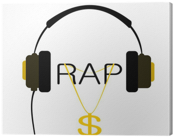 Headphone With Rap Music And Gold Chain Canvas Print - Music (400x400), Png Download