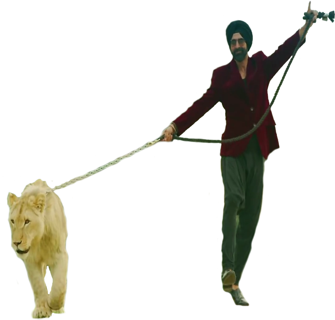 Akshay Kumar Walking A Lion - Akshay With Lion (1900x1080), Png Download