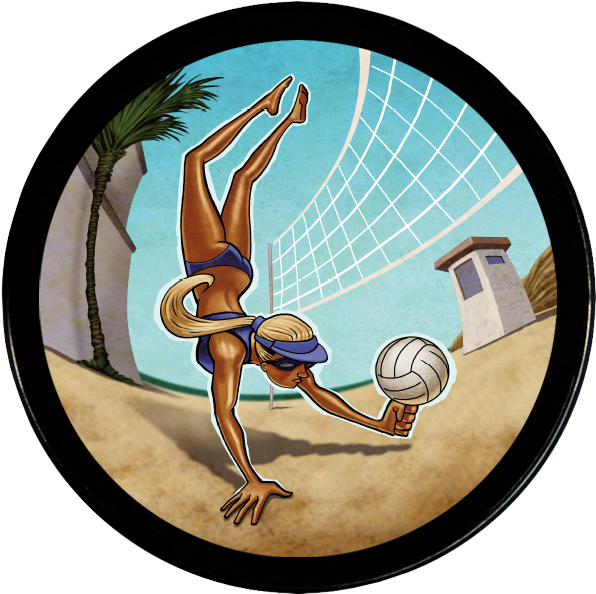 Beach Volleyball Cartoon (600x600), Png Download