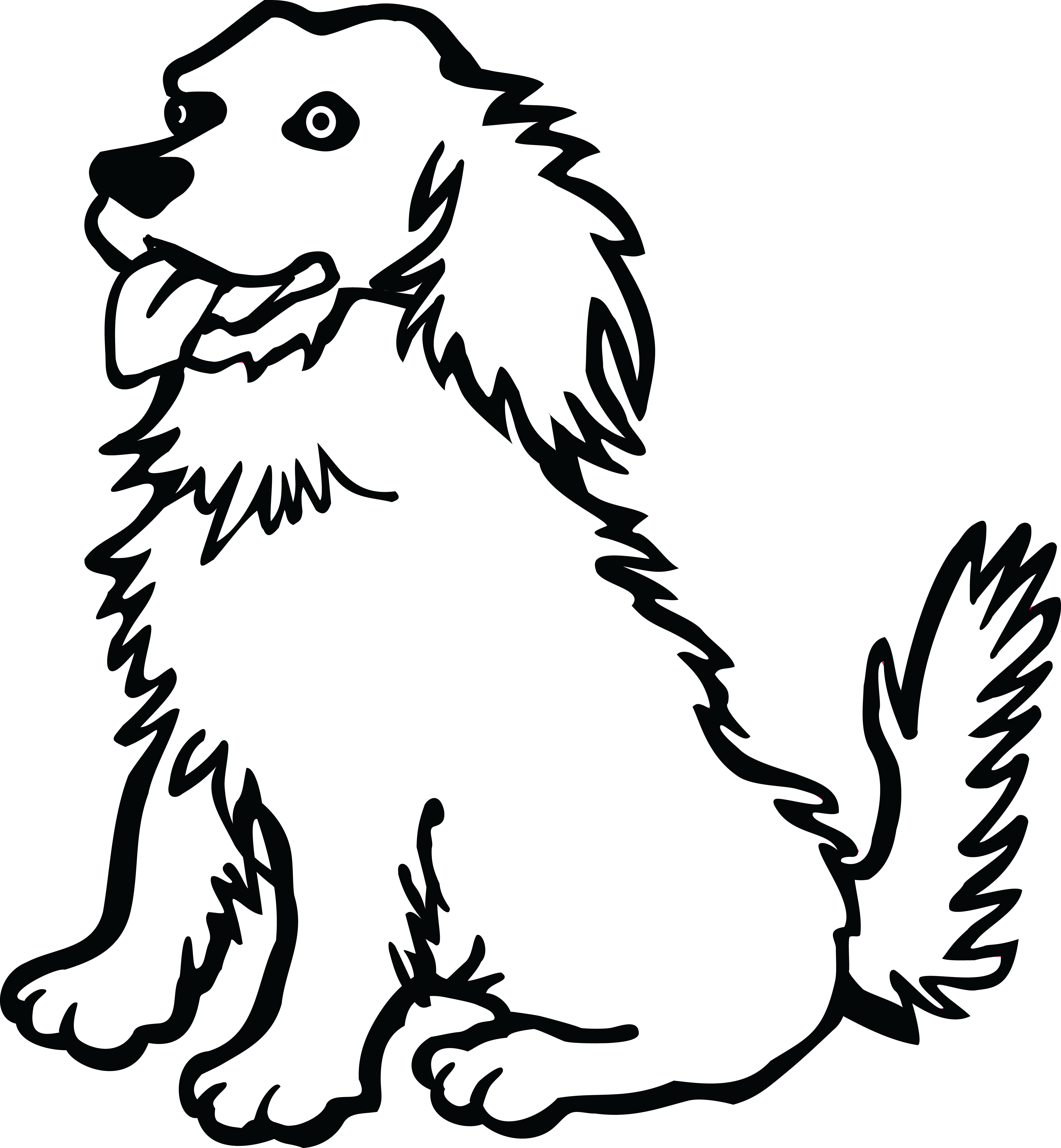 Free Black And White Png Of Dogs Transparent Black - Dog Black And White Clip Art (4000x4329), Png Download