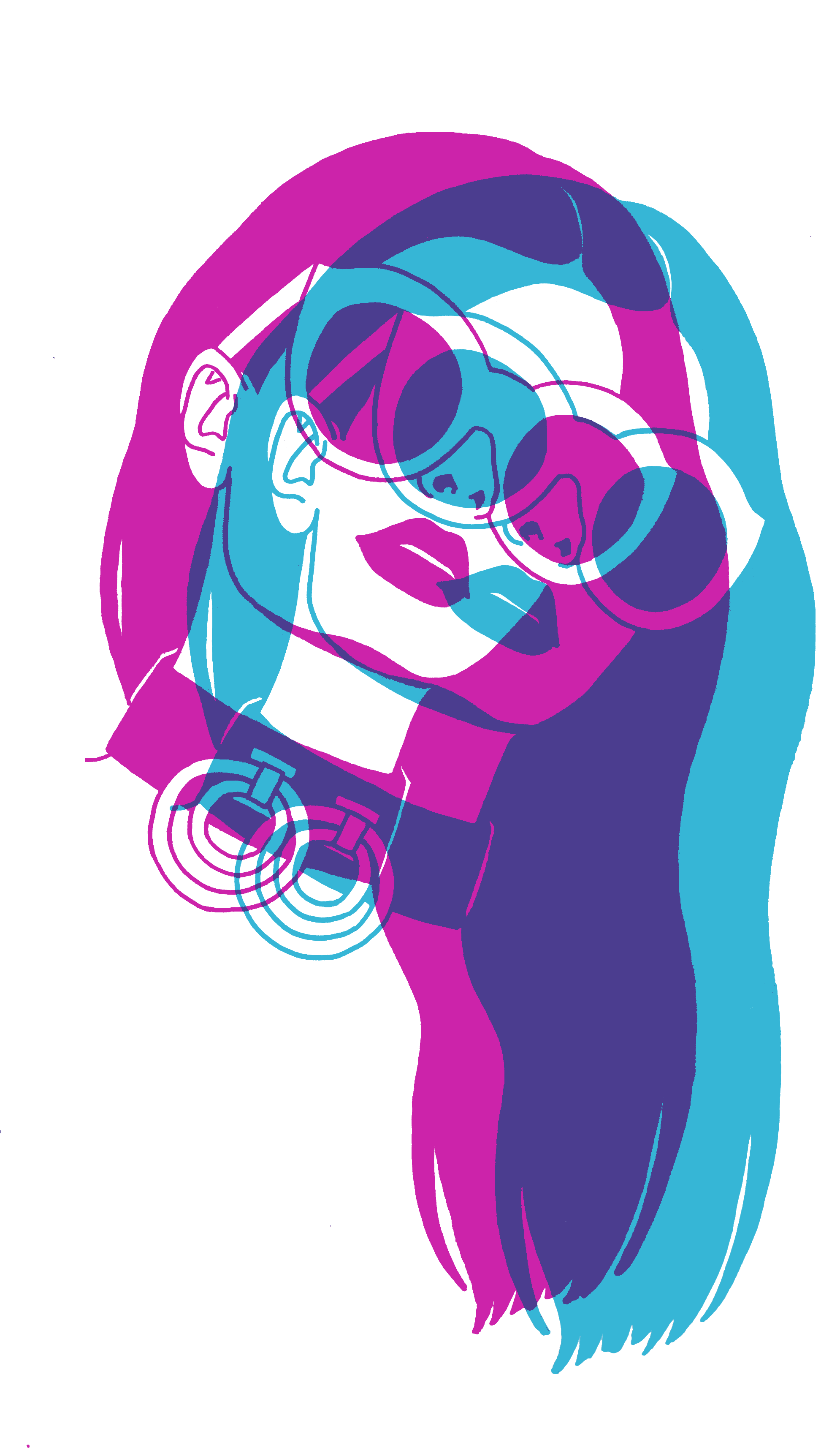 Image Of Pink And Blue Sunglasses Babe - Illustration (2370x3480), Png Download