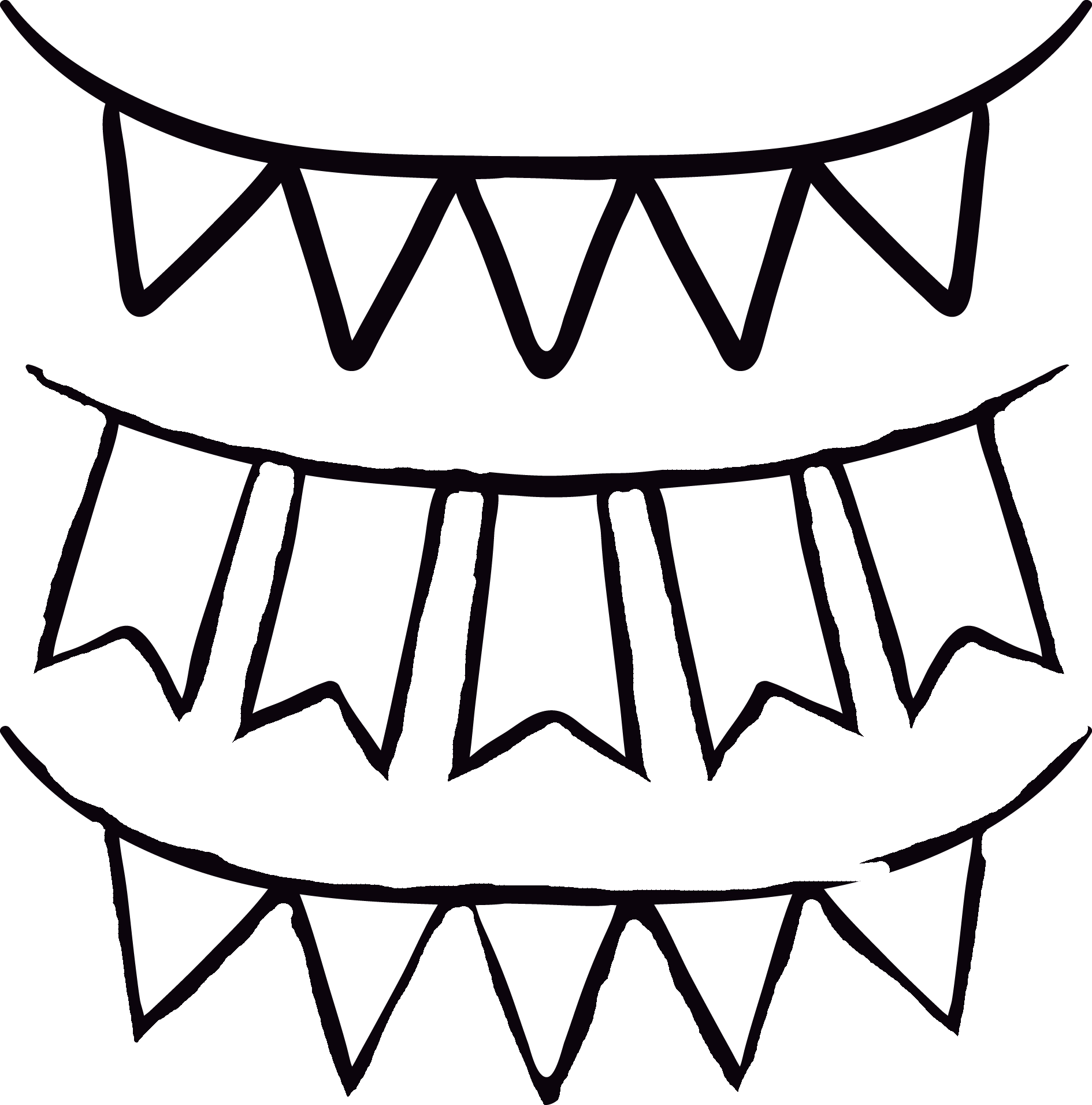 Garland - Black And White Triangle Banner (1890x1912), Png Download