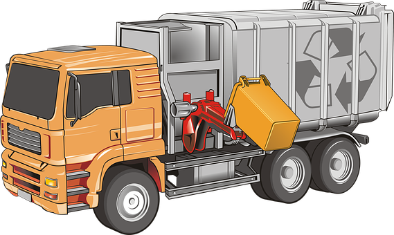Truck, Heavy Weight, Vehicle, Trash - Transporte Adaptado Para Coleta Seletiva De Lixo (569x340), Png Download