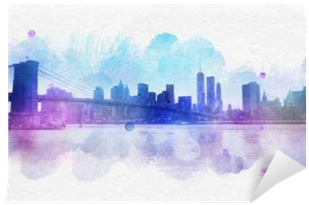 Blank New York City Watercolor Postcard Wall Mural - New York City (400x400), Png Download