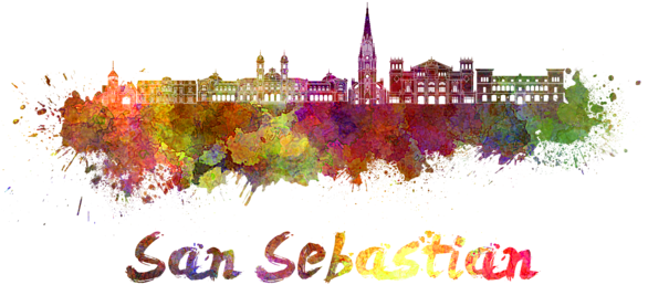 Click And Drag To Re-position The Image, If Desired - San Sebastian Skyline Im Watercolor Grußkarte (600x393), Png Download
