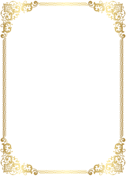 Gold Border Frame Transparent Clip Art Image High Quality - Gold Border High Resolution (431x600), Png Download