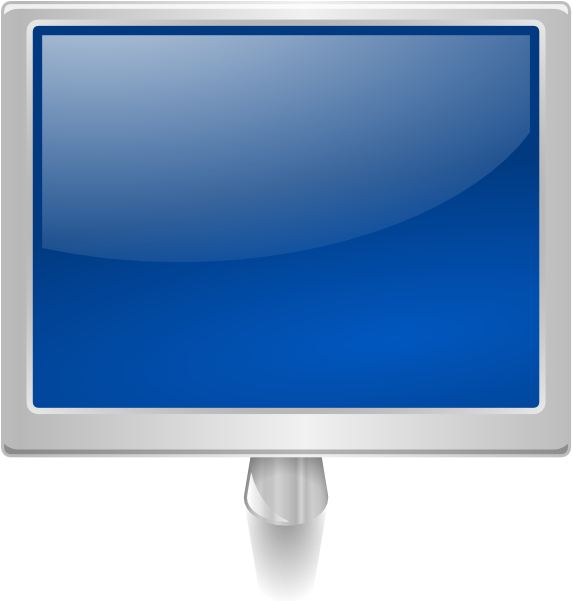 Blue Monitor Clip Art At Clker - Blue Monitor (594x600), Png Download