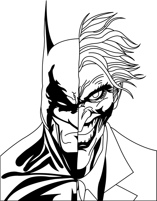 D6511b11998739 - Batman And Joker Outline (600x791), Png Download