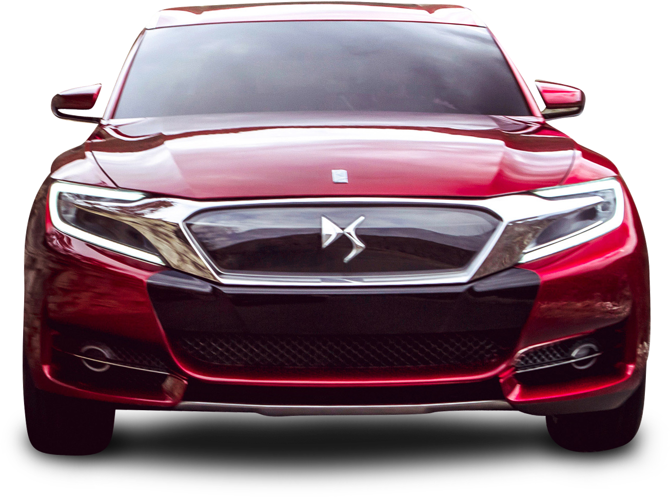 Red Citroen Ds Wild Rubis Front View Car Png Image - Car Front View Png (1390x1054), Png Download