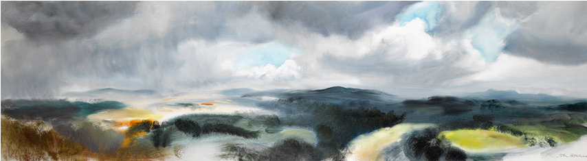 Rain, Passing Blue - Painting (853x400), Png Download