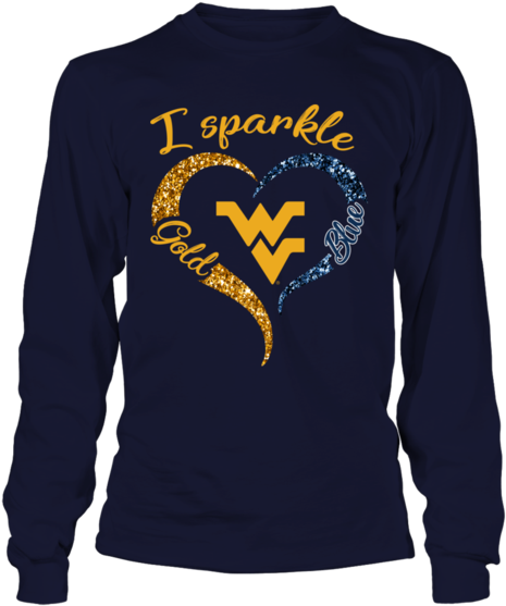 I Sparkle Colors Gold And Blue Half Heart West Virginia - Ole Miss Baby Shark (600x600), Png Download