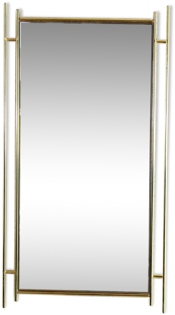 Mirror Years 60/70 Brass Frame 65x35cm - Mirror (1457x1457), Png Download