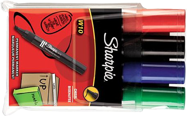 Permanent Marker Sharpie W10 Colors Mix - Sharpie M15 Bullet Permanent Marker - Assorted (carded (1000x400), Png Download