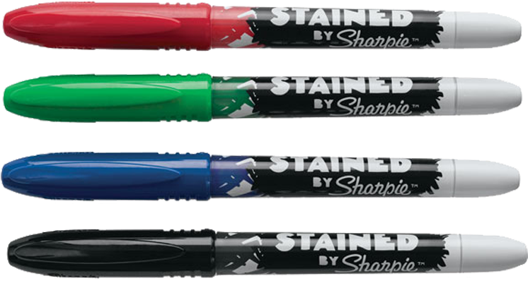 Marker Sharpie Stained 4 Colors - Sharpie Stained Brush Tip Pink (1000x400), Png Download