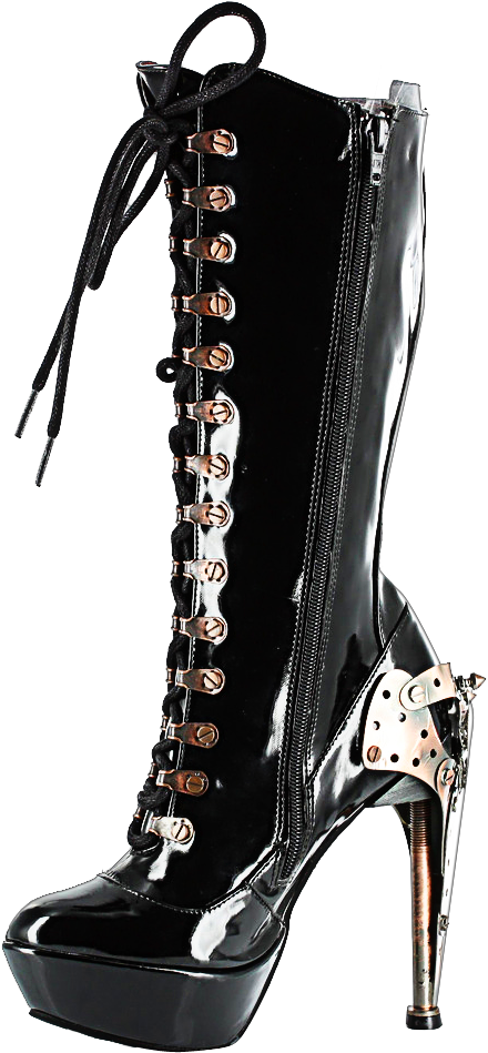 Metropolis Hades Zeppelin - High Heeled Steam Punk Boots (480x1000), Png Download