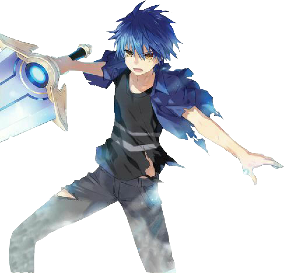 Blue Anime Animeboy Sword Animesword - Anime Boy With Sword (974x935), Png Download