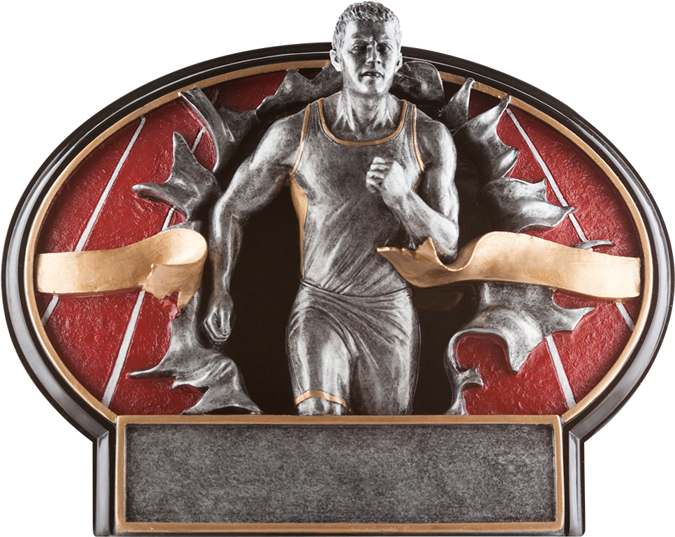 Burst Thru Resin Trophy For Track & Field Events - Burst Thru Track Trophy - Male (1021x800), Png Download
