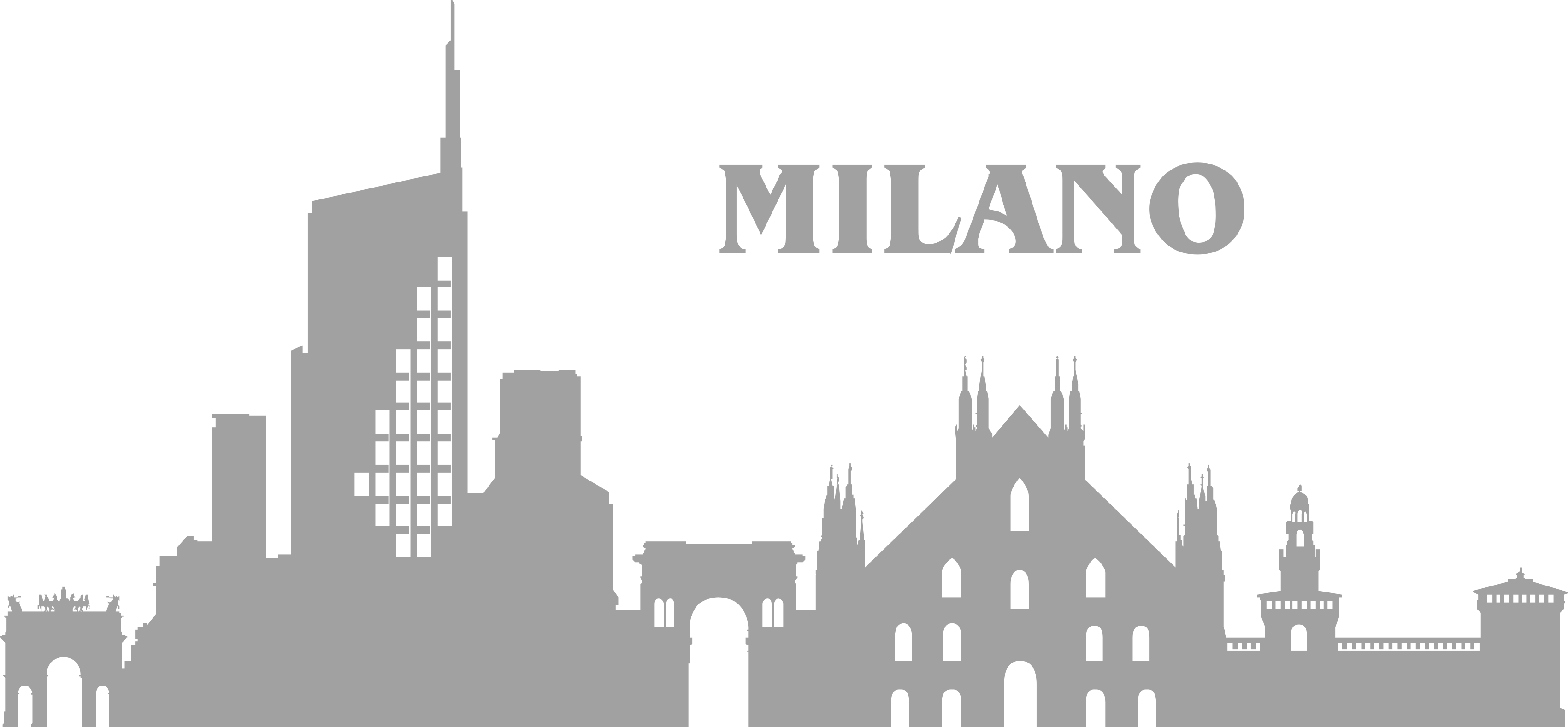 Milano Skyline Png - Milan Skyline Watercolor (3402x1578), Png Download