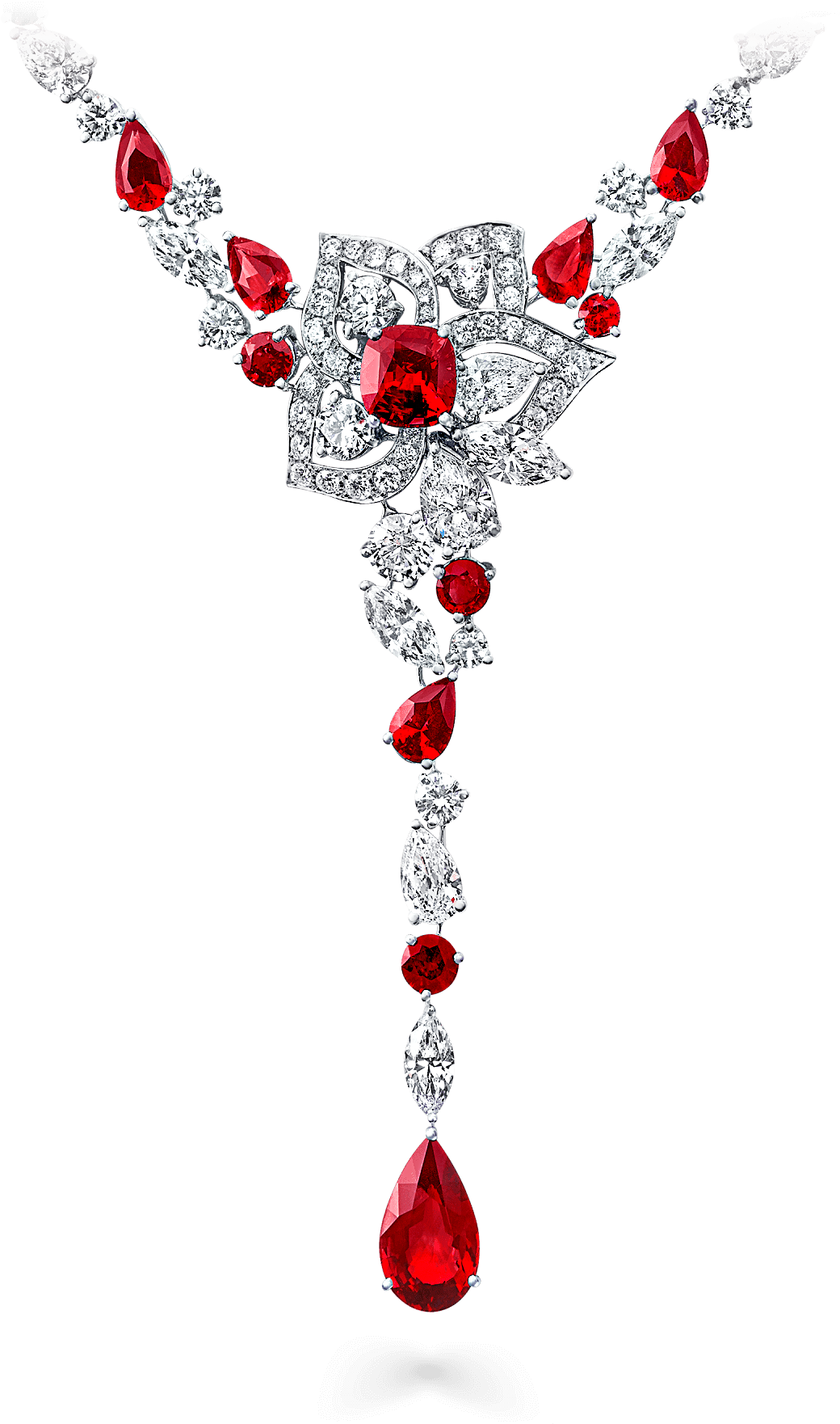 A Graff Peony Motif Ruby And Diamond Necklace (2000x2000), Png Download