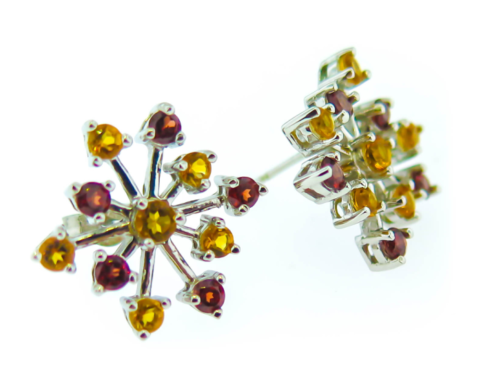 Silver Starburst Studs - Earrings (976x560), Png Download