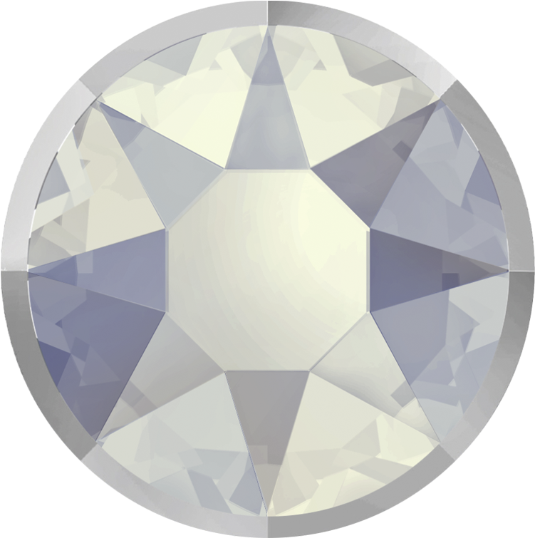 White Opal Rimmed Chrome Swarovski Rhinestones Flatback - Swarovski 2078 White Opal Hotfix (900x900), Png Download