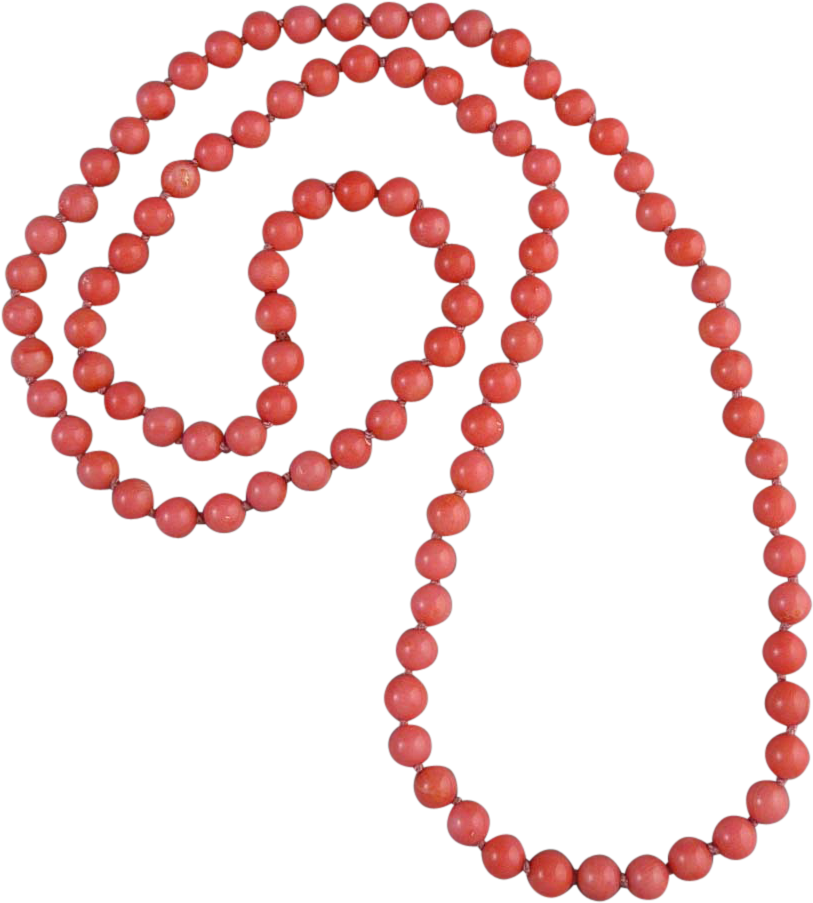 Long Pink Coral Bead Necklace 33" - Sterling Silver 8mm Black Onyx Bead Necklace, 36" (902x902), Png Download