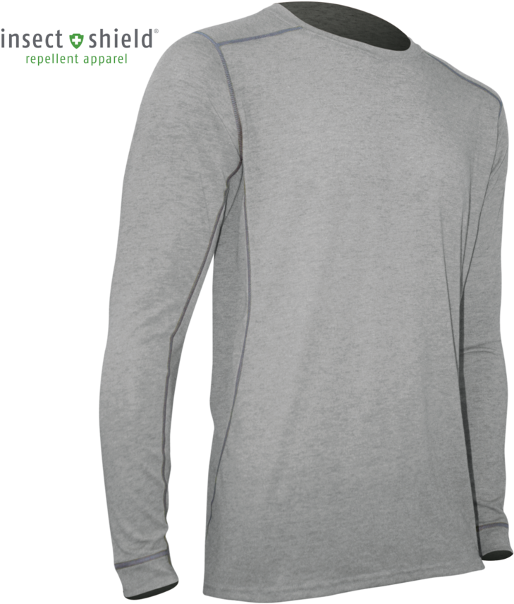 Men's Advanced Cooling Insect Shield Micro H1 - Polarmax 710065 Insect Shield Mens L/s Grey Md (910x1024), Png Download