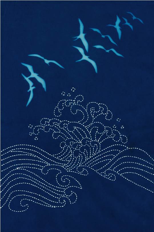 Ocean Birds Cyanotype Sashiko Panel - Common Bottlenose Dolphin (900x900), Png Download