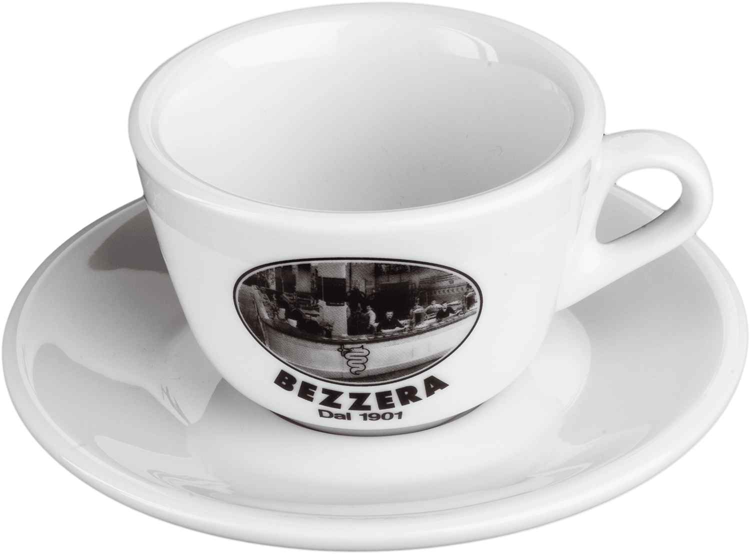 6 X Tasses Cappuccino + Sous Tasses Bezzera Since 1901 (1500x1108), Png Download